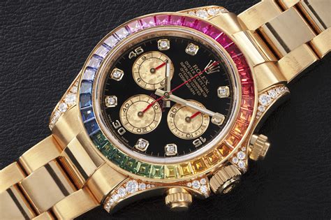 gold rolex with rainbow diamonds|rainbow rolex daytona price.